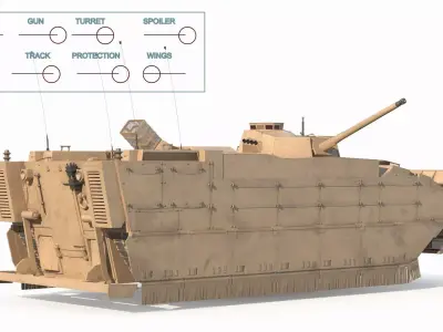 US Marine Expeditionary Fighting Vehicle Rigged for Maya 3D model purchase