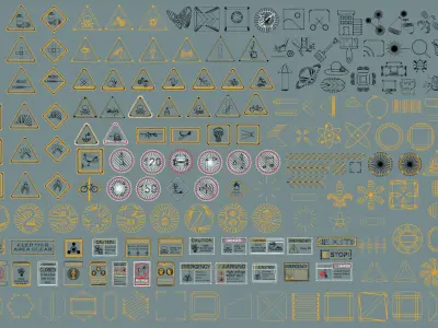 Polygon Decals 201 pieces - Collection 2 Low-poly 3D model
