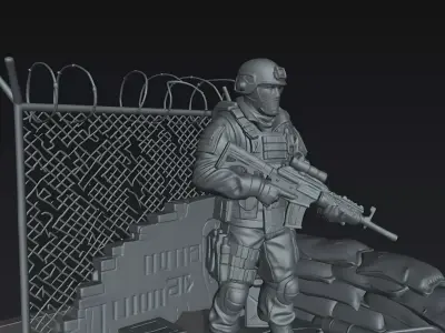 Tactical Military Soldier Urban Base STL 3D Print 80mm 3D print model