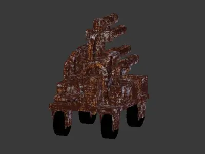 RustedTurrent wooden wagon 3D model