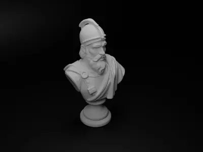 Medieval Archer Bust Chess 3D print model 2