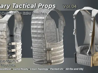 Military Props Vol 04 FLC Vest and Pouches Low-poly 3D model