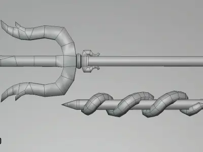 Hololive Gawr Gura Trident Low-poly 3D model