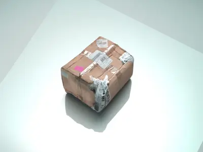 used cardboard box sent by courier Low-poly 3D model