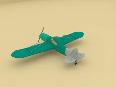 Airplane cartoon - 05 Low-poly 3D model
