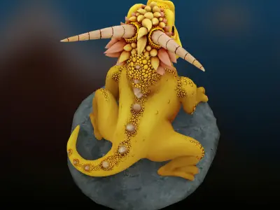 small wingless dragon Low-poly 3D model