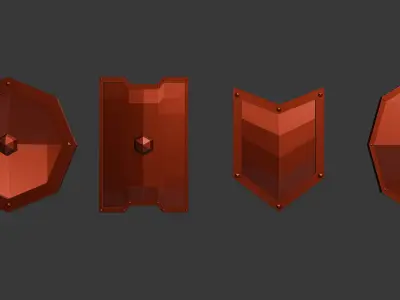 Low poly shields pack 3D model Free low-poly 3D model