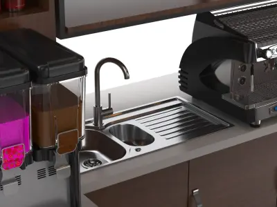 Detailed Starbucks Kiosk 3D model