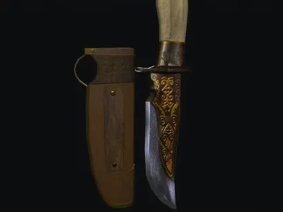 Engraved Knife  Low-poly 3D model