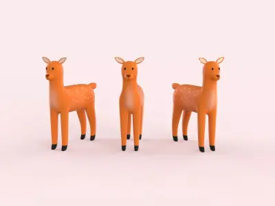 Cartoon Deer Animal Style Cute  Low-poly 3D model