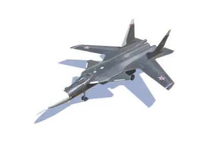 SU-47 Firkin Jet Fighter Aircraft Low-poly 3D model