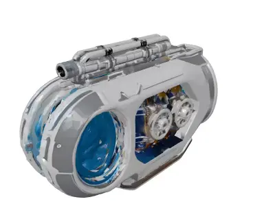 Futuristic Hoverbike Engine Glowing Coils 3D model