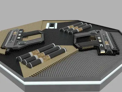 Dual Battery powered smgs Low-poly 3D model