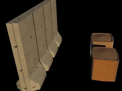 Hesco and T-Wall Barrier Free low-poly 3D model