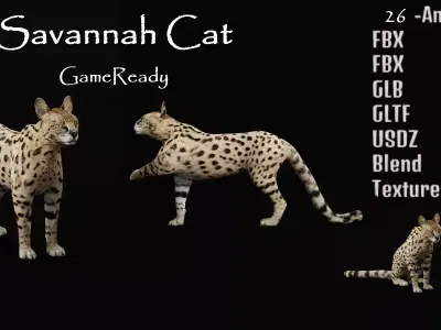Savannah Cat Free low-poly 3D model