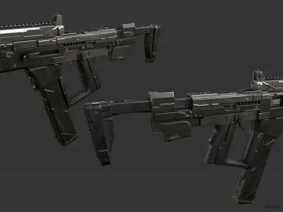Sci-fi SMG2 Low-poly 3D model
