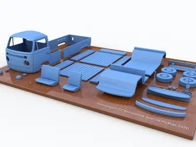 Volkswagen T2 Kemperink Special Pickup 1976 3D print model
