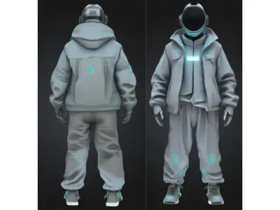 Futuristic Streetwear Android Urban Techwear Low-poly 3D model