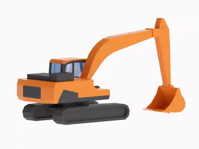 Excavator Construction DX225LC-5 Simplified Low-poly 3D model