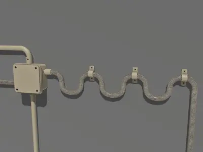 Yellow electric wall wires set Low-poly 3D model