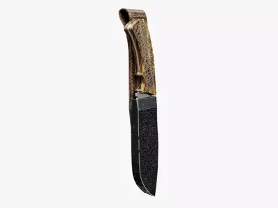 Sheath Hunting Knife Low-poly 3D model