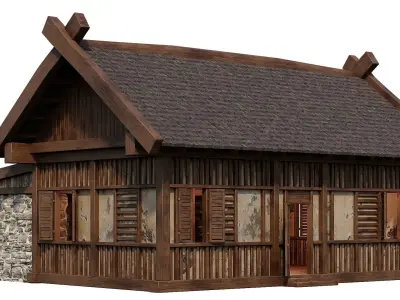 Old Medieval Building House 4K Textures GameReady 59 Low-poly 3D model