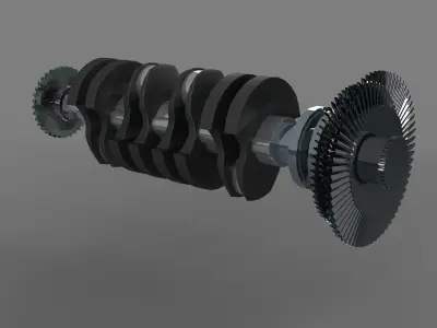 crankshaft crank piston engine v8 shaft cylinder car part 3D model