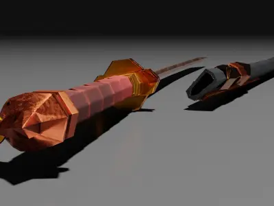 Combat Blade - Katana Sword Low-poly 3D model