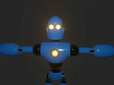 robot on platform Free low-poly 3D model