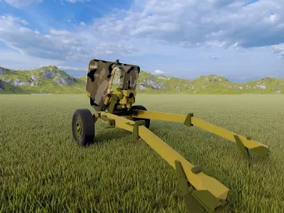 Howitzer 105mm cannon gun low poly Low-poly 3D model