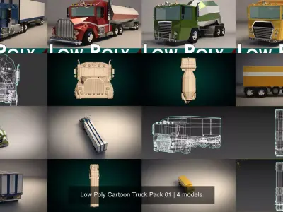 Low Poly Cartoon Truck Pack 01