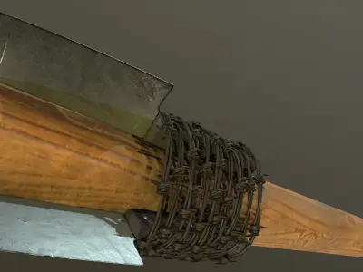 Baseball bat with KNIFES and BARBED 3D model