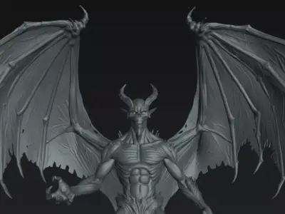  Abyssal Winged Demon 75mm Resin Miniature STL 3D print model