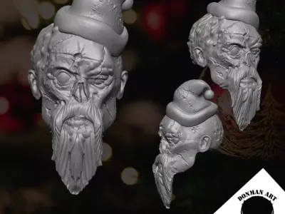 Christmas Zombie The Head for 6 inch action figures 3D print model