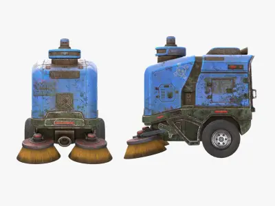 Rusty Street Sweeper Bot 3D model