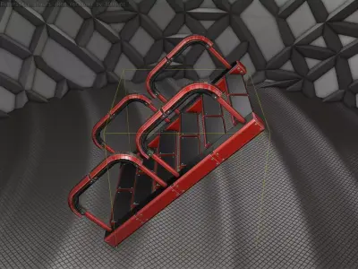 Sci-Fi Stairs - 27 - Red Version Low-poly 3D model