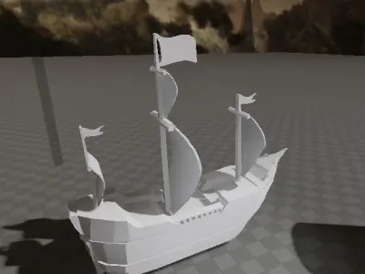 Ship pirate boat Low-poly 3D model