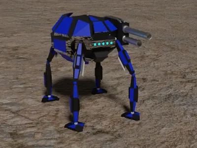 Futuristic Turtle Mech War Robot FT-49 Low-poly 3D model