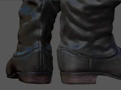 Army Leather Boots Low-poly 3D model