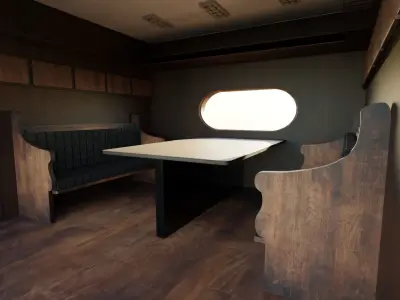 Old Train Interior Low-poly 3D model