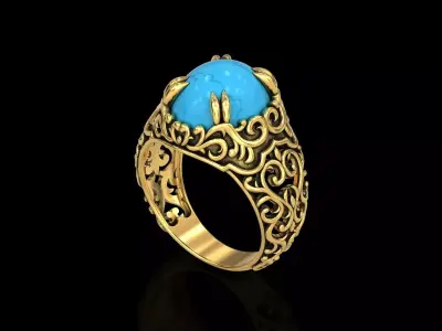Antique Oval Filigree Ring 3D print model