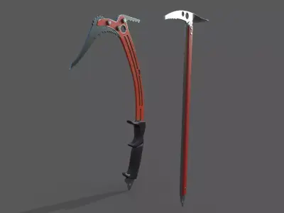 Ice axe  Low-poly 3D model