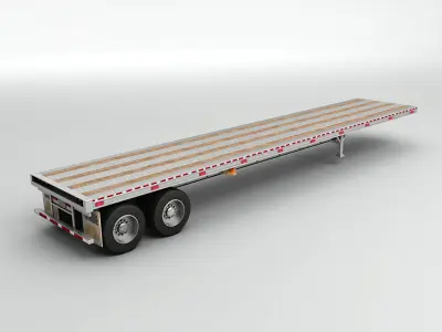Flatbed Trailer For Semi Truck Low-poly 3D model