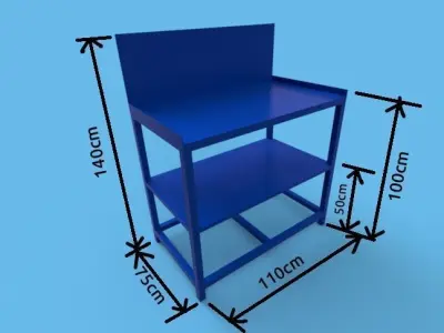 Industrial Steel Table Rack 3D model