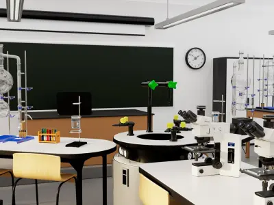 School Laboratory Interior with Modern Equipment 3D model