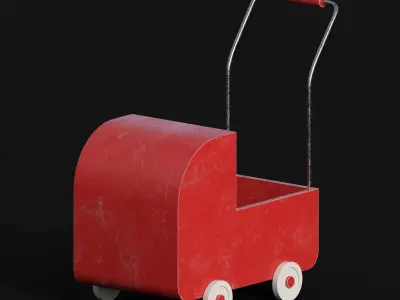 Vintage Baby Pram Toy Low-poly 3D model