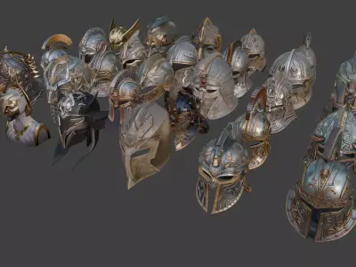 Medieval Fantasy Helmets Pack 3D model