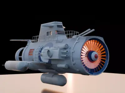 Turbine engine submarine 3D model
