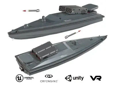 Magura V5  Naval Drone with MLRS Low-poly 3D model