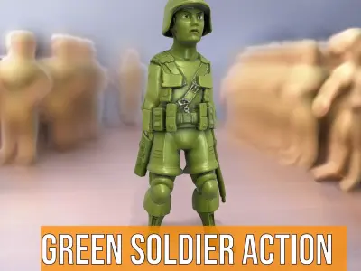 Green Soldier Action Figure model pack Low-poly 3D model purchase